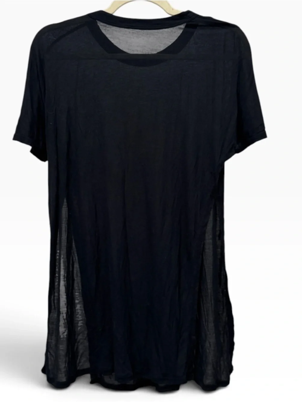 Alo Yoga Dreamer Top Black Sheer Oversized Side Slit Tunic Tee estimated Sz S
